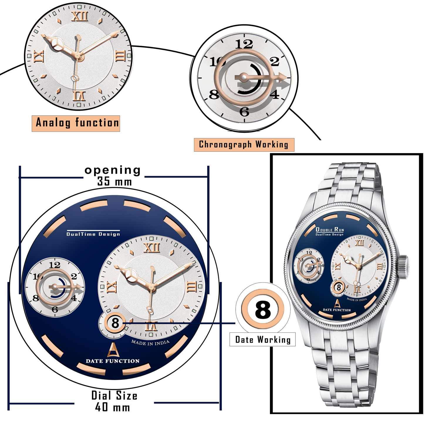 Midnight Crest Chronograph Watch