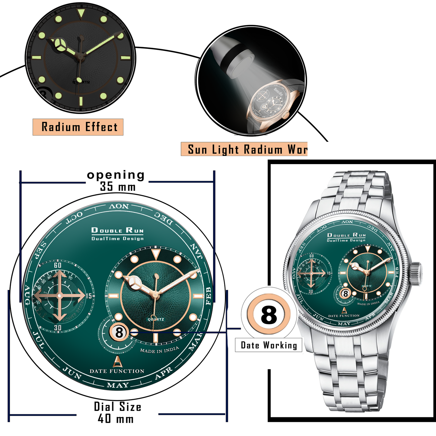 Emerald Orbit Chronograph Watch