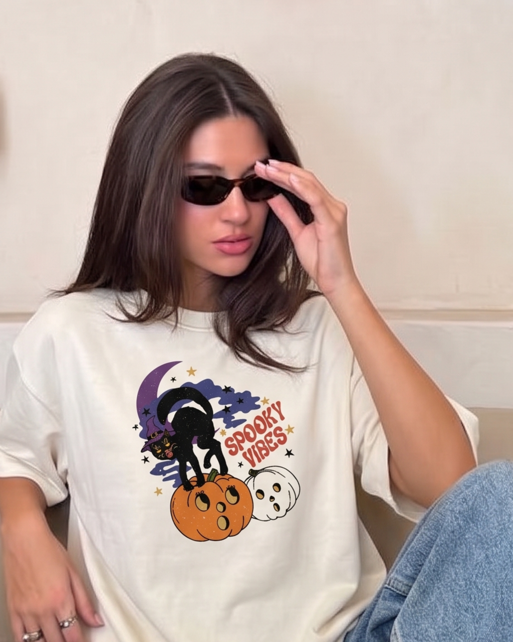 Spooky Cat Oversized T-Shirt