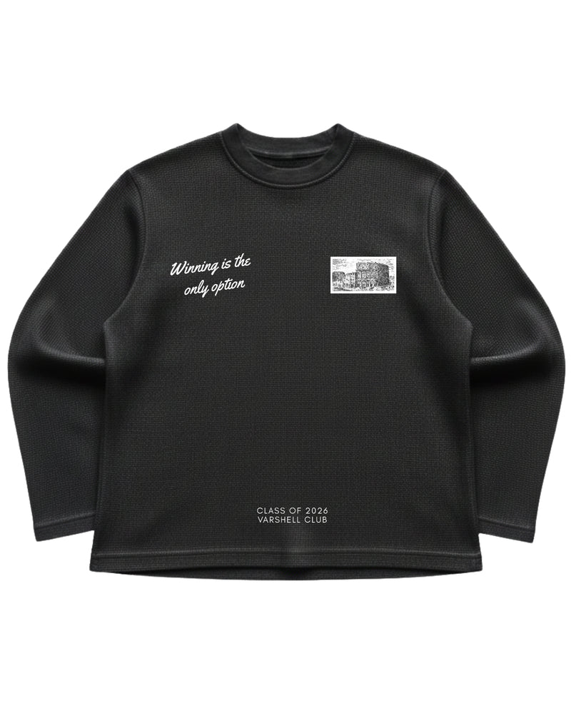 Black waffle knit oversized full-sleeve Front Design